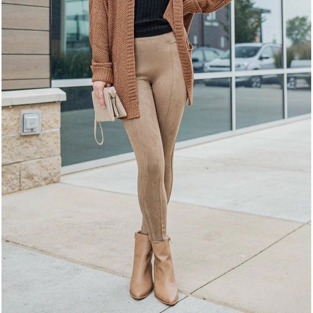Spanx Faux Suede Leggings Camel Size Medium